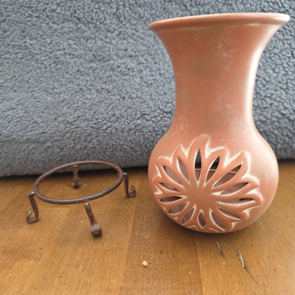 Vintage Party Lite Terracotta Sun Face Chiminea Tealight Holder with Metal Stand - Picture 5 of 10